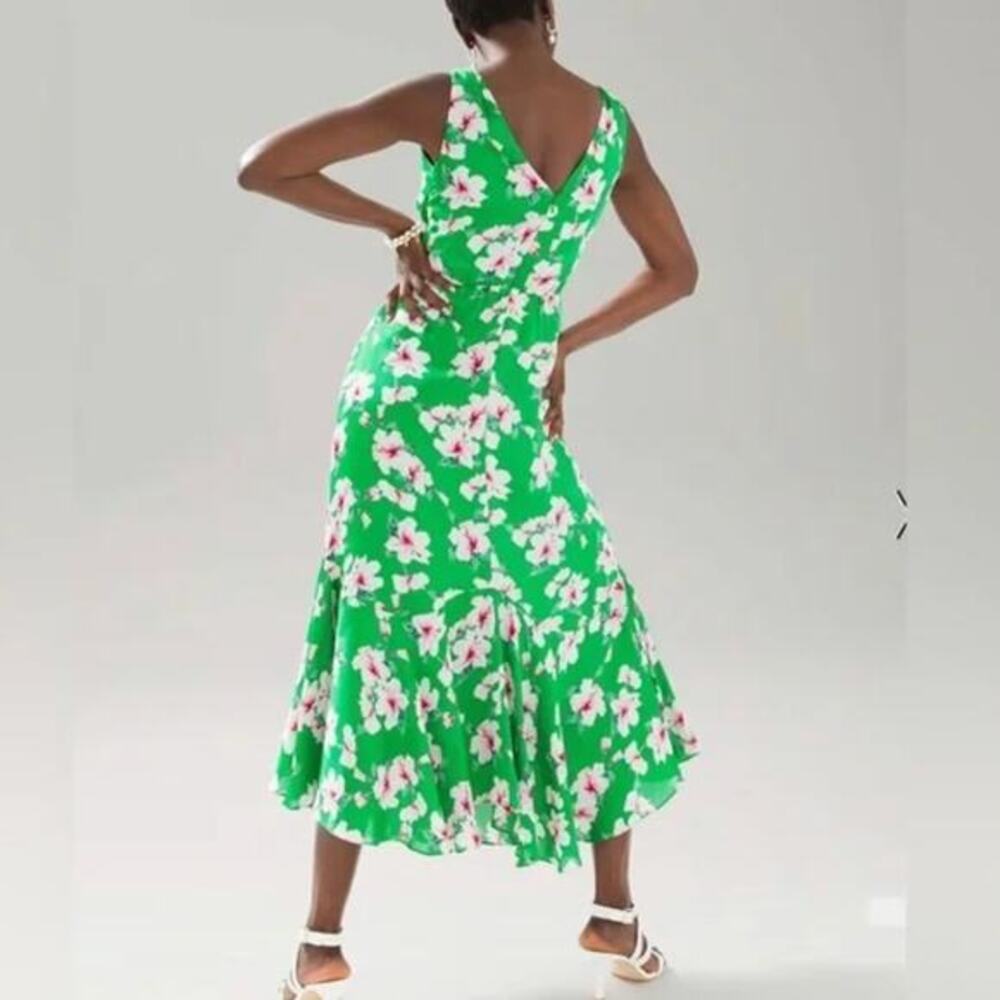 New! *Flawed" White House Black Market Floral Satin Fit & Flare Dress, size 2 - Picture 4 of 16